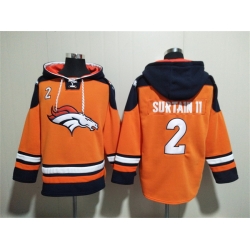 Men Denver Broncos 2 Pat Surtain II Orange Navy Ageless Must Have Lace Up Pullover Hoodie