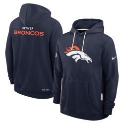 Men Denver Broncos Navy Sideline Standard Issue Initial Home Dri FIT Pullover Hoodie
