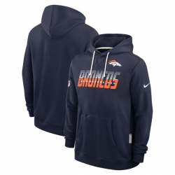 Men Denver Broncos Navy Sideline Standard Issue Top Prospect Dri FIT Hoodie