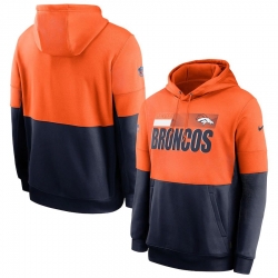 Men Denver Broncos Nike Sideline Impact Lockup Performance Pullover Hoodie Orange Navy