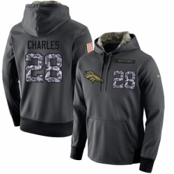 NFL Mens Nike Denver Broncos 28 Jamaal Charles Stitched Black Anthracite Salute to Service Player Performance Hoodie