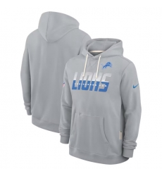 Men Detroit Lions Gray Sideline Standard Issue Top Prospect Dri FIT Hoodie Men Detroit Lions Gray Sideline Standard Issue Top Prospect Dri FIT Hoodie