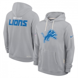 Men Detroit Lions Grey Sideline Standard Issue Initial Home Dri FIT Pullover Hoodie