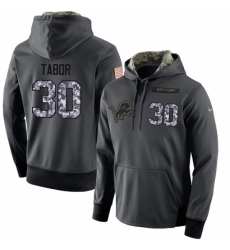 NFL Mens Nike Detroit Lions 30 Teez Tabor Stitched Black Anthracite Salute to Service Player Performance Hoodie