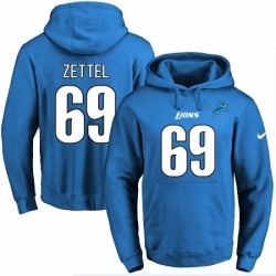 NFL Mens Nike Detroit Lions 69 Anthony Zettel Blue Name Number Pullover Hoodie