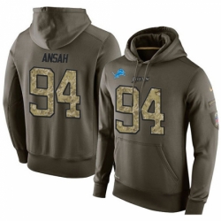 NFL Nike Detroit Lions 94 Ziggy Ansah Green Salute To Service Mens Pullover Hoodie