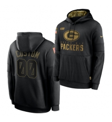 Men Custom Men Green Bay Packers 2020 Salute To Service Black Sideline Performance Pullover Hoodie