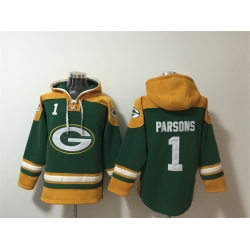 Men Green Bay Packers 1 Micah Parsons Green Lace Up Pullover Hoodie