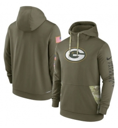 Men Green Bay Packers 2022 Olive Salute To Service Therma Performance Pullover Hoodie