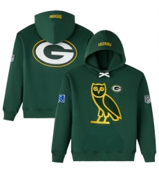 Men Green Bay Packers Green 2025 OVO Scarlet Icon Team Pullover Hoodie