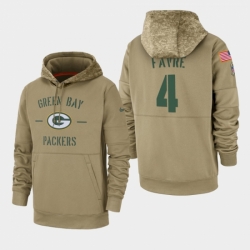 Mens Green Bay Packers 4 Brett Favre 2019 Salute to Service Sideline Therma Pullover Hoodie Tan