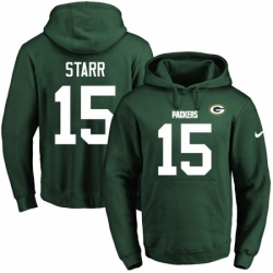 NFL Mens Nike Green Bay Packers 15 Bart Starr Green Name Number Pullover Hoodie