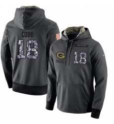 NFL Mens Nike Green Bay Packers 18 Randall Cobb Stitched Black Anthracite Salute to Service Player Performance Hoodie