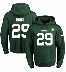 NFL Mens Nike Green Bay Packers 29 Kentrell Brice Green Name Number Pullover Hoodie