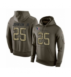 Football Mens Houston Texans 25 Duke Johnson Jr Green Salute To Service Pullover Hoodie