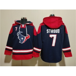 Men Houston Texans 7 C J  Stroud Navy Ageless Must Have Lace Up Pullover Hoodie