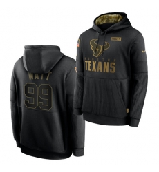 Men Houston Texans 99 J J  Watt 2020 Salute To Service Black Sideline Performance Pullover Hoodie