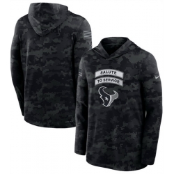 Men Houston Texans Black 2026 Salute to Service Sideline Lightweight Hoodie Dri FIT Long Sleeve Top