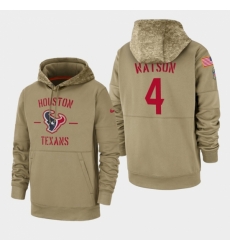 Mens Houston Texans 4 Deshaun Watson 2019 Salute to Service Sideline Therma Pullover Hoodie Tan