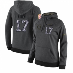 NFL Womens Nike Indianapolis Colts 17 Kamar Aiken Stitched Black Anthracite Salute to Service Player Performance Hoodie