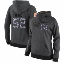 NFL Womens Nike Indianapolis Colts 52 Barkevious Mingo Stitched Black Anthracite Salute to Service Player Performance Hoodie