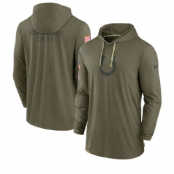 Men Indianapolis Colts 2022 Olive Salute To Service Tonal Pullover Hoodie