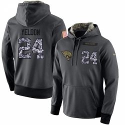 NFL Mens Nike Jacksonville Jaguars 24 TJ Yeldon Stitched Black Anthracite Salute to Service Player Performance Hoodie