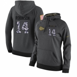 NFL Womens Nike Kansas City Chiefs 14 Demarcus Robinson Stitched Black Anthracite Salute to Service Player Performance Hoodie