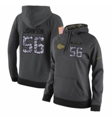 NFL Womens Nike Kansas City Chiefs 56 Derrick Johnson Stitched Black Anthracite Salute to Service Player Performance Hoodie