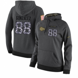 NFL Womens Nike Kansas City Chiefs 88 Tony Gonzalez Stitched Black Anthracite Salute to Service Player Performance Hoodie