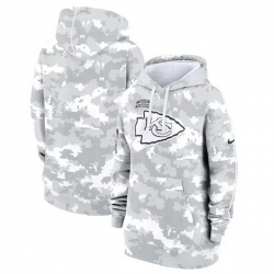 Women Kansas City Chiefs 2024 Arctic Camo Salute To Service Club Fleece Pullover Hoodie