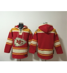 Men Kansas City Chiefs Blank Red Lace Up Pullover Hoodie
