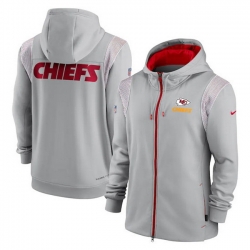 Men Kansas City Chiefs Grey Performance Sideline Lockup Full Zip Hoodie