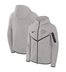 Men Kansas City Chiefs Grey Tech Fleece Windrunner Full Zip Hoodie