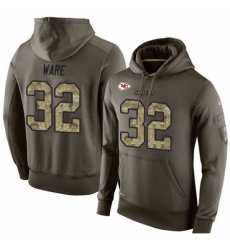 NFL Nike Kansas City Chiefs 32 Spencer Ware Green Salute To Service Mens Pullover Hoodie