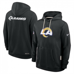 Men Los Angeles Rams Black Sideline Standard Issue Initial Home Dri FIT Pullover Hoodie