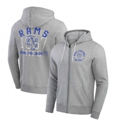 Men Los Angeles Rams Heather Gray Vintage Stripe Full Zip Hoodie