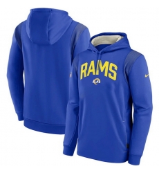 Men Los Angeles Rams Royal Sideline Stack Performance Pullover Hoodie 001