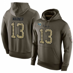 NFL Nike Los Angeles Rams 13 Kurt Warner Green Salute To Service Mens Pullover Hoodie