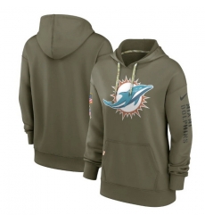 Women Miami Dolphins 2022 Olive Salute To Service Therma Performance Pullover Hoodie