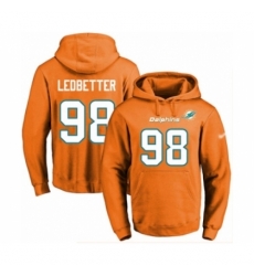 Football Mens Miami Dolphins 98 Jonathan Ledbetter Orange Name Number Pullover Hoodie