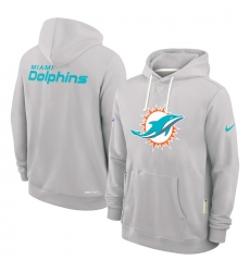 Men Miami Dolphins Charcoal Sideline Standard Issue Initial Home Dri FIT Pullover Hoodie