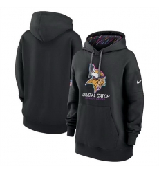 Women Minnesota Vikings Black 2024 Crucial Catch Club Pullover Hoodie