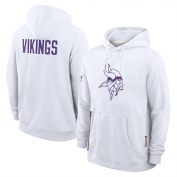 Men Minnesota Vikings White Sideline Standard Issue Initial Home Dri FIT Pullover Hoodie