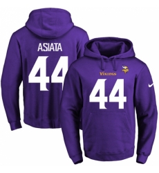 NFL Mens Nike Minnesota Vikings 44 Matt Asiata Purple Name Number Pullover Hoodie