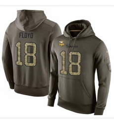 NFL Nike Minnesota Vikings 18 Michael Floyd Green Salute To Service Mens Pullover Hoodie