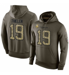 NFL Nike Minnesota Vikings 19 Adam Thielen Green Salute To Service Mens Pullover Hoodie