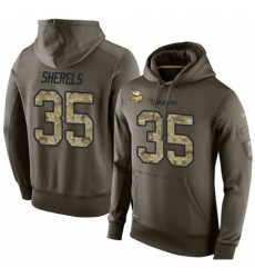 NFL Nike Minnesota Vikings 35 Marcus Sherels Green Salute To Service Mens Pullover Hoodie