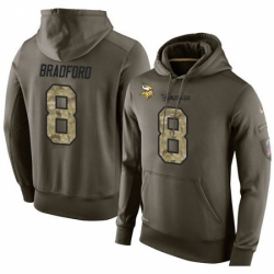 NFL Nike Minnesota Vikings 8 Sam Bradford Green Salute To Service Mens Pullover Hoodie