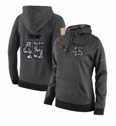 NFL Womens Nike New England Patriots 45 Donald Trump Stitched Black Anthracite Salute to Service Player Performance Hoodie